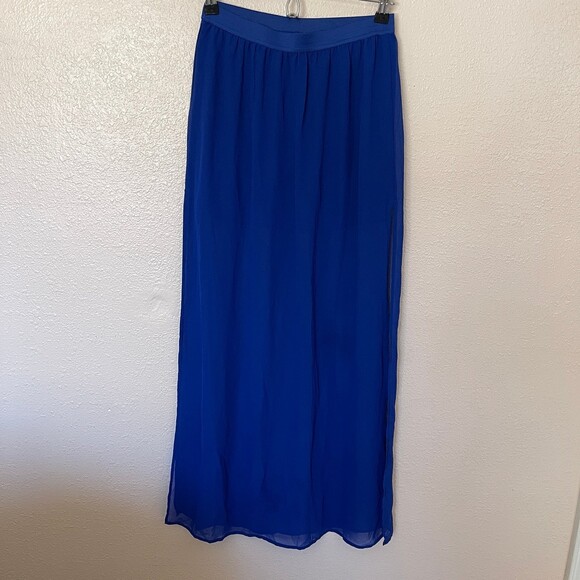 NWT H&M DIVIDED Royal Blue Chiffon Maxi Skirt Size 2 - Picture 1 of 7